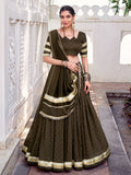 Delicate Mehendi Green Lace Work Chanderi Silk Traditional Lehenga Choli With Dupatta - Zeel Clothing