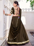 Delicate Mehendi Green Lace Work Chanderi Silk Traditional Lehenga Choli With Dupatta - Zeel Clothing