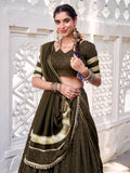 Delicate Mehendi Green Lace Work Chanderi Silk Traditional Lehenga Choli With Dupatta - Zeel Clothing