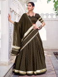 Delicate Mehendi Green Lace Work Chanderi Silk Traditional Lehenga Choli With Dupatta - Zeel Clothing