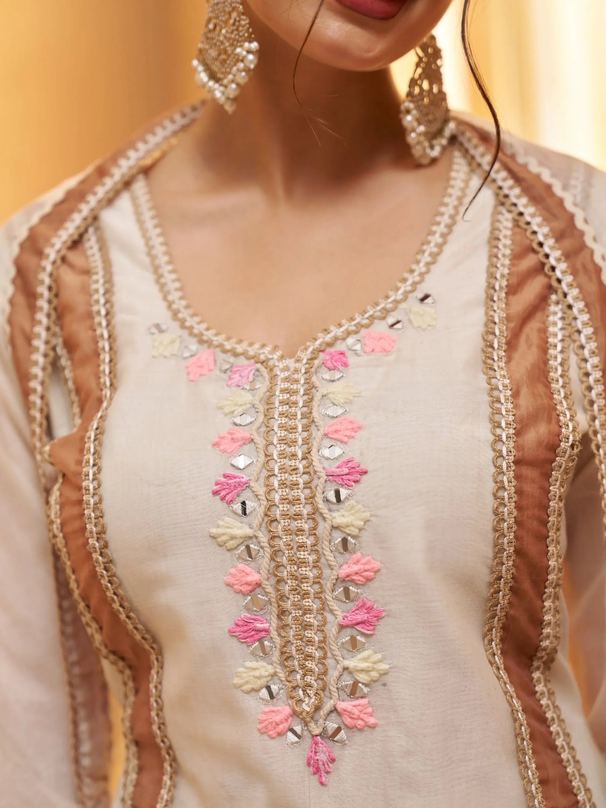 Delicate Off-White Joot Work Cotton Designer Pant Suit With Dupatta - Zeel Clothing