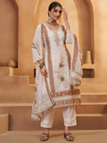Delicate Off-White Joot Work Cotton Designer Pant Suit With Dupatta - Zeel Clothing