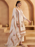 Delicate Off-White Joot Work Cotton Designer Pant Suit With Dupatta - Zeel Clothing