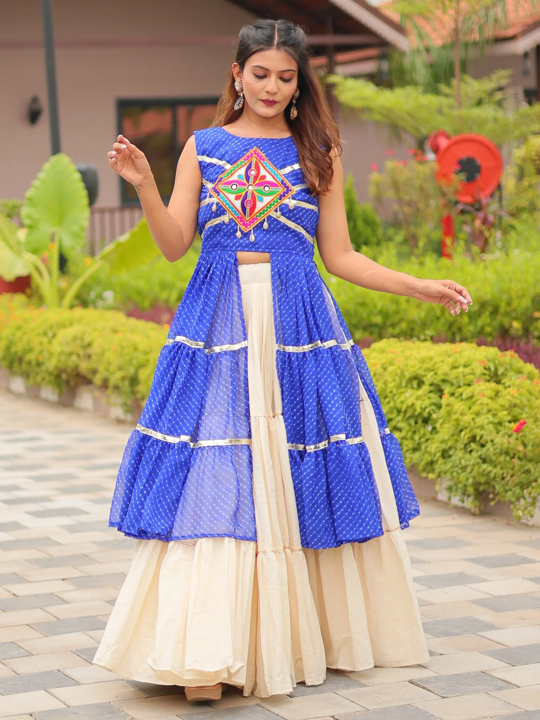 Delicate Royal Blue Cotton Festive Wear Lehenga With Lace Work Shrug - Zeel Clothing