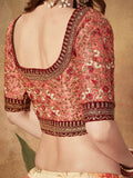 Delightful Beige-Peach Floral Print Organza Wedding Wear Lehenga Choli - Zeel Clothing