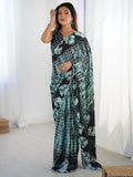 Delightful Black Digital Printed Chinon Festival Wear Saree With Blouse - Zeel Clothing