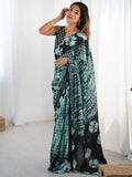 Delightful Black Digital Printed Chinon Festival Wear Saree With Blouse - Zeel Clothing