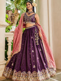 Delightful Burgundy Thread Embroidered Silk Wedding Lehenga Choli - Zeel Clothing