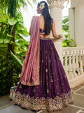 Delightful Burgundy Thread Embroidered Silk Wedding Lehenga Choli - Zeel Clothing