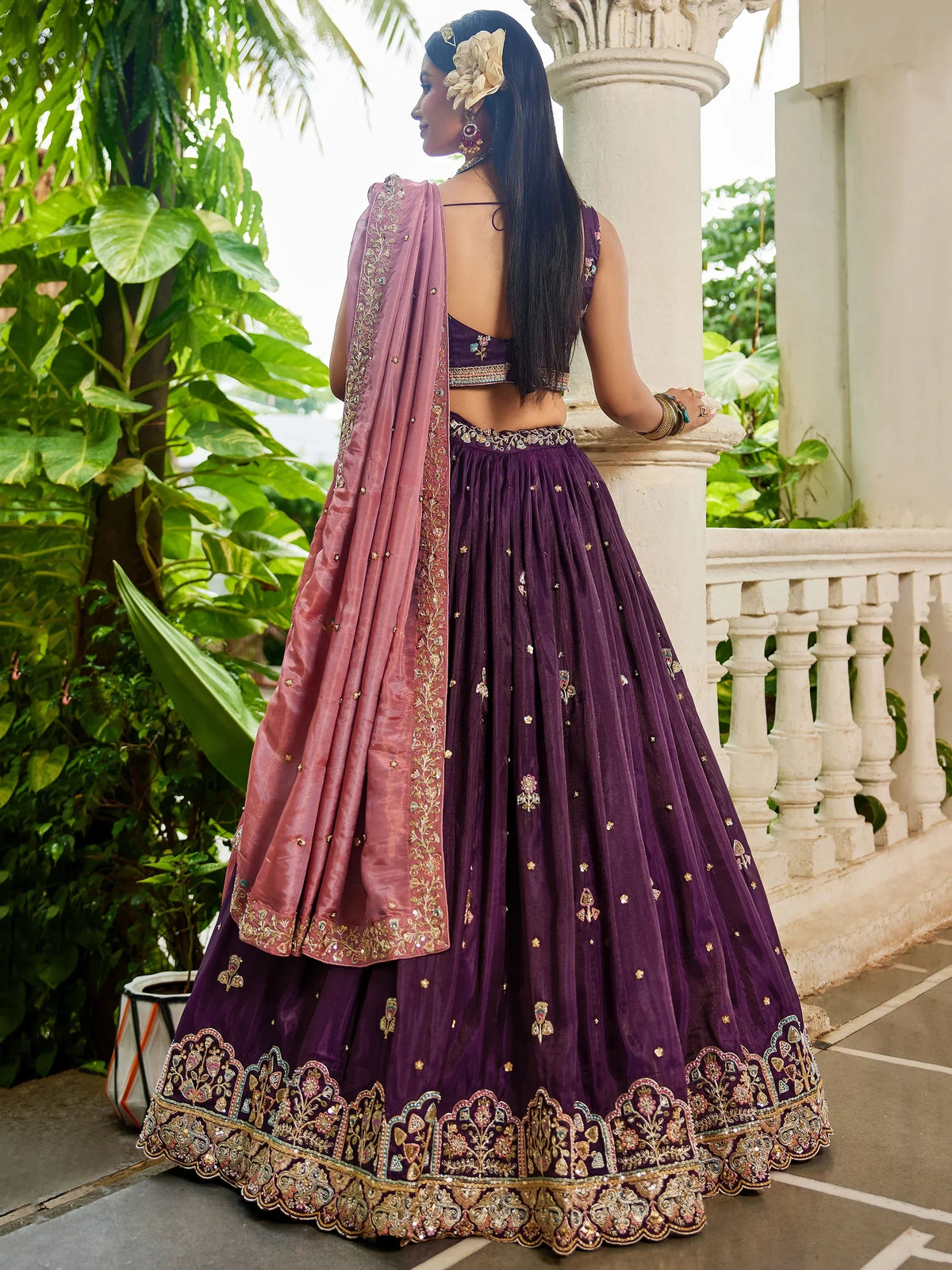 Delightful Burgundy Thread Embroidered Silk Wedding Lehenga Choli - Zeel Clothing