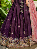 Delightful Burgundy Thread Embroidered Silk Wedding Lehenga Choli - Zeel Clothing