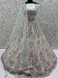 Delightful Green Thread Embroidered Net Designer Lehenga Choli With Dupatta - Zeel Clothing
