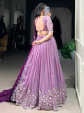 Delightful Lavender Thread Work Organza Event Wear Lehenga Choli - Zeel Clothing