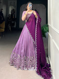 Delightful Lavender Thread Work Organza Event Wear Lehenga Choli - Zeel Clothing