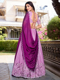 Delightful Lavender Thread Work Organza Traditional Lehenga Choli - Zeel Clothing