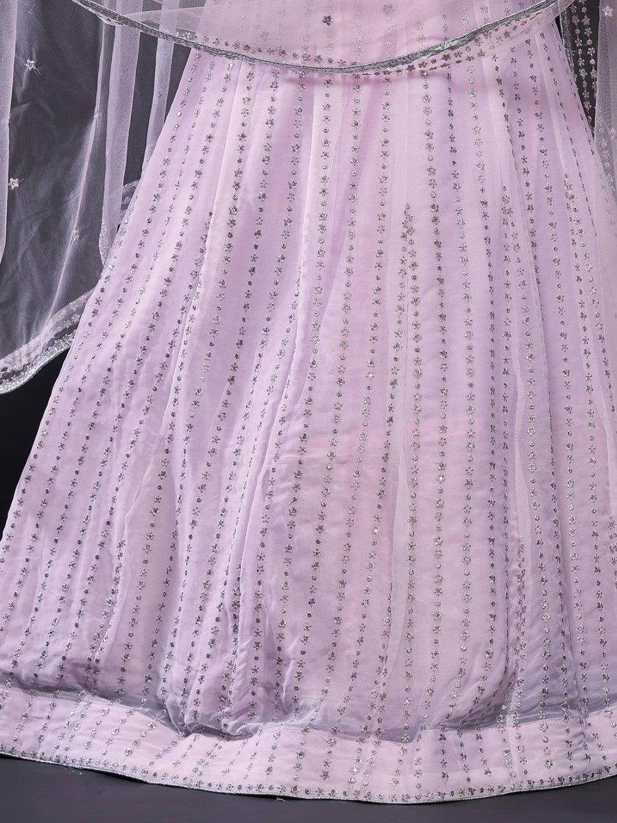 Delightful Light Pink Sequins Georgette Engagement Wear Lehenga Choli - Zeel Clothing