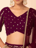 Delightful Maroon Zari Embroidered Georgette Wedding Lehenga Choli - Zeel Clothing