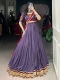Delightful Mauve Rayon Festive Wear Lehenga With Gamthi Work Blouse - Zeel Clothing