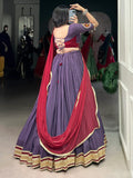 Delightful Mauve Rayon Festive Wear Lehenga With Gamthi Work Blouse - Zeel Clothing