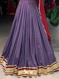 Delightful Mauve Rayon Festive Wear Lehenga With Gamthi Work Blouse - Zeel Clothing