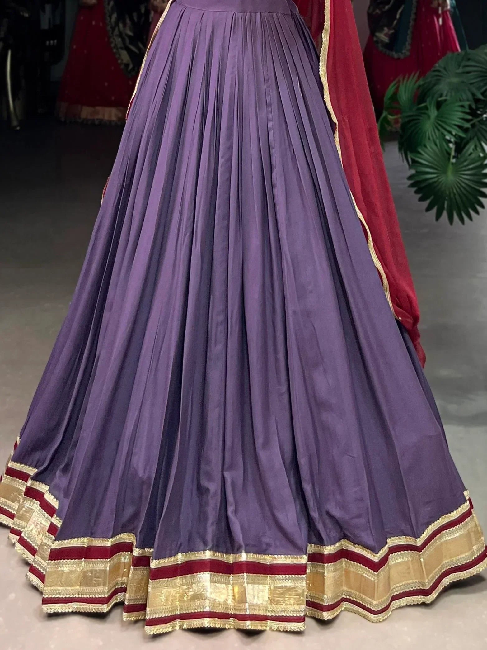 Delightful Mauve Rayon Festive Wear Lehenga With Gamthi Work Blouse - Zeel Clothing