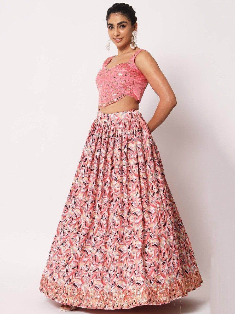Delightful Pink Digital Printed Art Silk Designer Lehenga Choli - Zeel Clothing