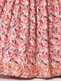 Pleated women's skirt with pink floral print and gold sequin hem, stylish fashion apparel