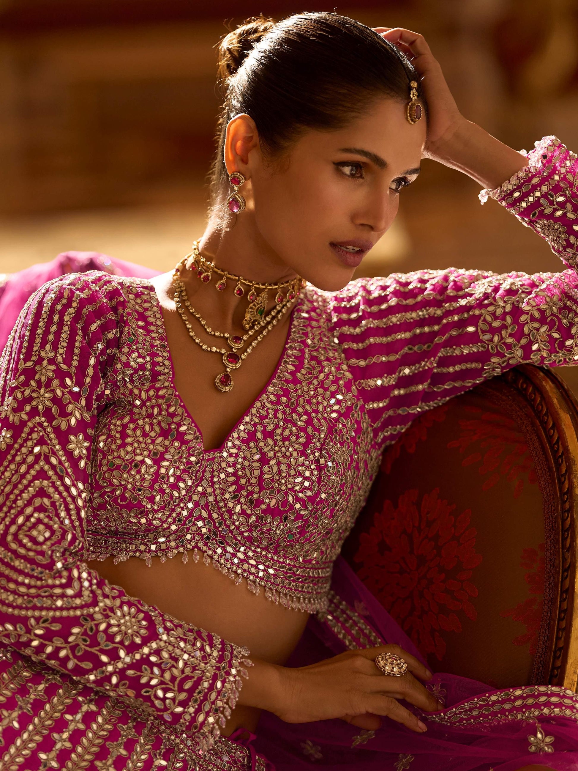 Delightful Pink Sequins Silk Bridesmaid Lehenga Choli With Dupatta