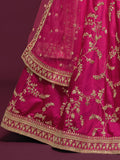 Delightful Pink Thread Embroidery Art Silk Wedding Lehenga Choli - Zeel Clothing