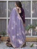 Delightful Purple Zari Embroidery Georgette Evening Wear Gown With Dupatta