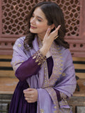 Delightful Purple Zari Embroidery Georgette Evening Wear Gown With Dupatta
