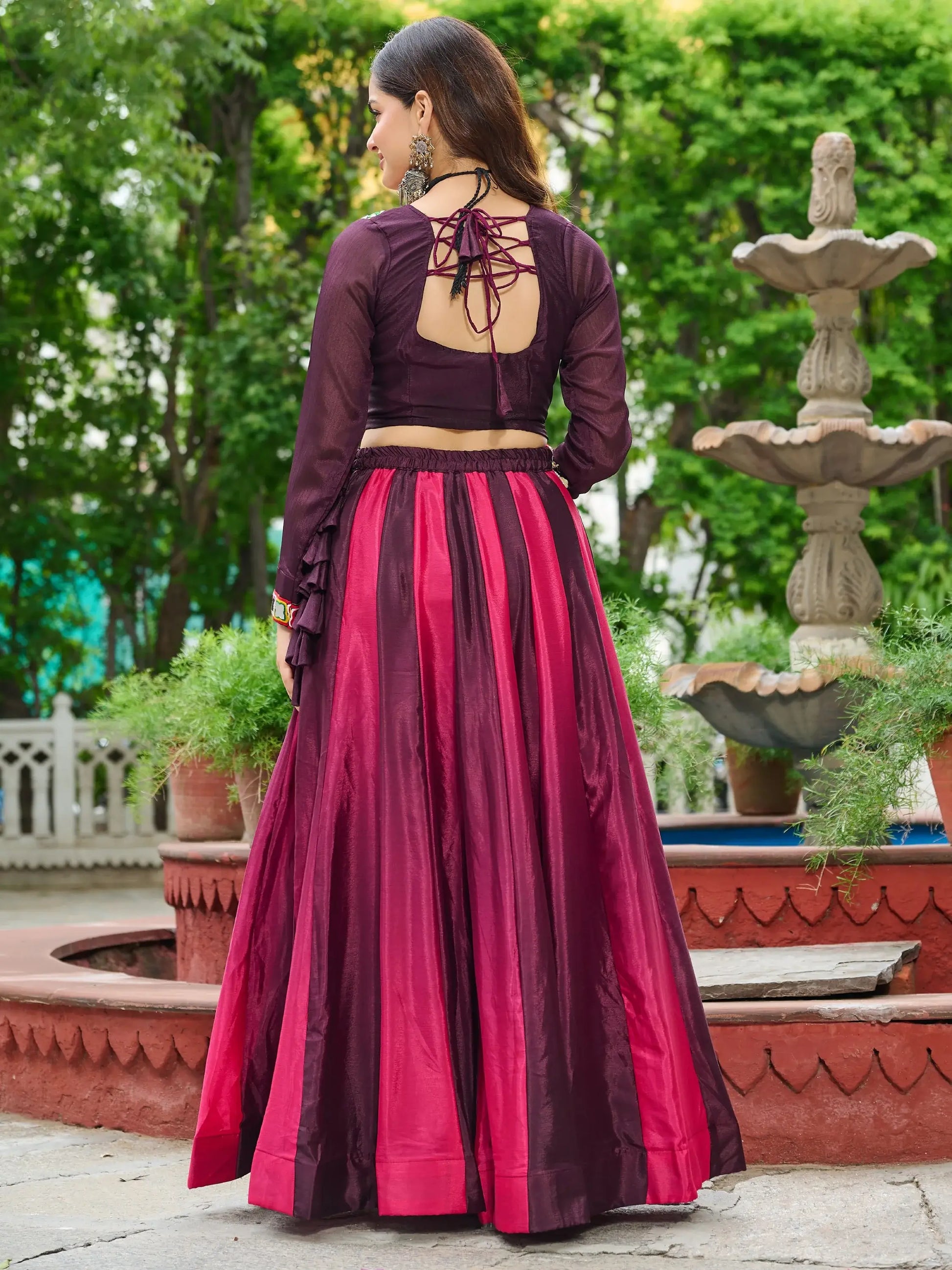 Delightful Wine Chinon Shaded Navratri Special Lehenga Choli - Zeel Clothing