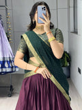 Delightful Wine Patola Printed Cotton Half Saree Party Wear Lehenga