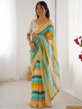 Delightful Yellow Leheriya Printed Chiffon Haldi Wear Saree - Zeel Clothing