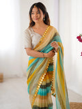 Delightful Yellow Leheriya Printed Chiffon Haldi Wear Saree - Zeel Clothing