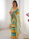 Delightful Yellow Leheriya Printed Chiffon Haldi Wear Saree - Zeel Clothing