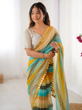 Delightful Yellow Leheriya Printed Chiffon Haldi Wear Saree - Zeel Clothing
