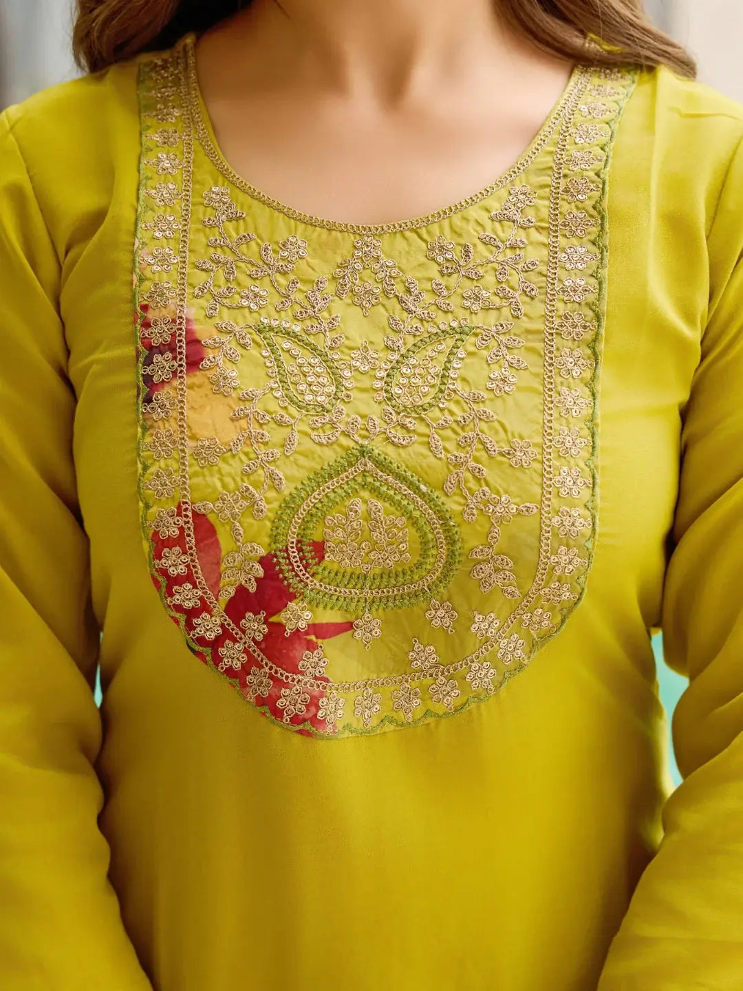 Deluxe Yellow Thread Work Rayon Haldi Wear Pant Suit With Dupatta - Zeel Clothing