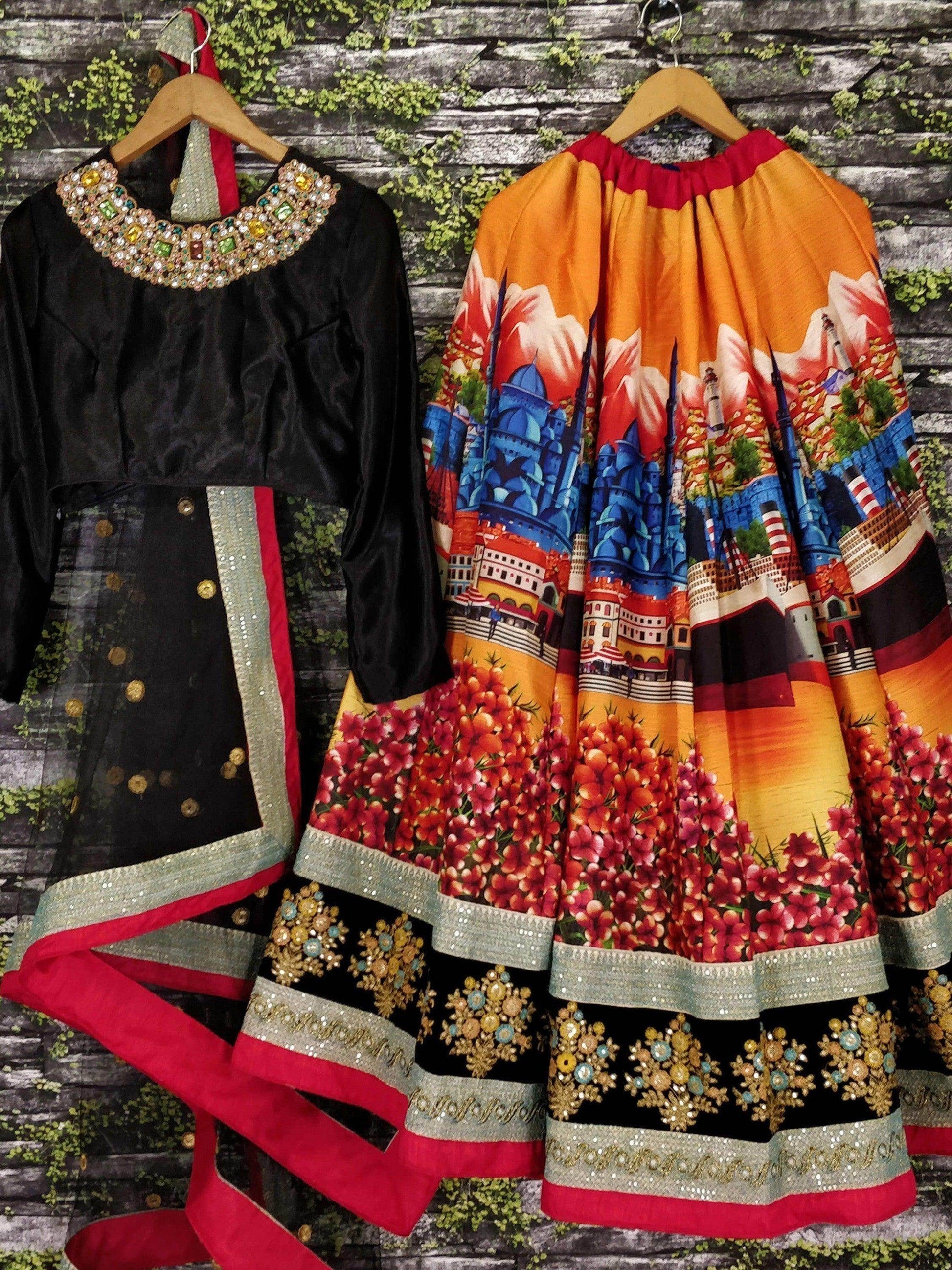 Desiring Black Colored Party Wear Designer Embroidered Art Silk Lehenga Choli - Zeel Clothing