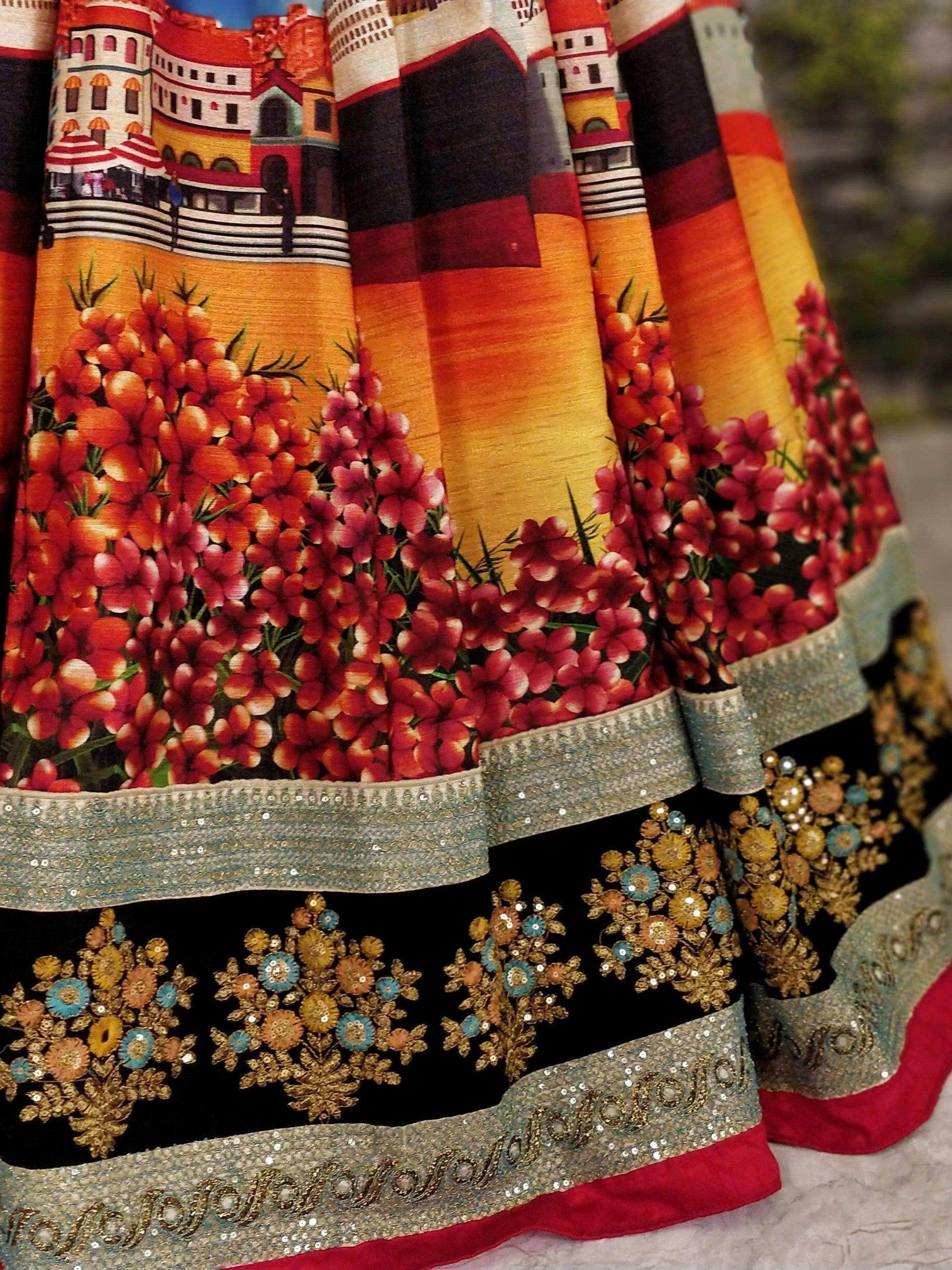 Desiring Black Colored Party Wear Designer Embroidered Art Silk Lehenga Choli - Zeel Clothing