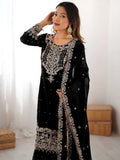 Dreamy Black Dori Embroidery Georgette Festival Wear Sharara Suit