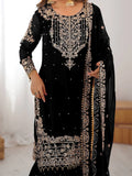 Dreamy Black Dori Embroidery Georgette Festival Wear Sharara Suit