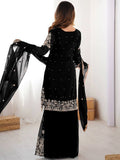 Dreamy Black Dori Embroidery Georgette Festival Wear Sharara Suit

