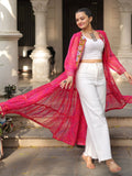 Dreamy Hot Pink Bandhani Printed Georgette Festive Special Shrug