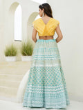 Dreamy Sky Blue Foil Embroidered Organza Party Wear Lehenga With Blouse - Zeel Clothing