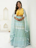 Dreamy Sky Blue Foil Embroidered Organza Party Wear Lehenga With Blouse - Zeel Clothing