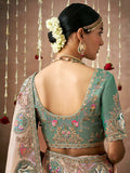 Precious Cream Heavy Border Work Silk Event Wear Saree With Blouse