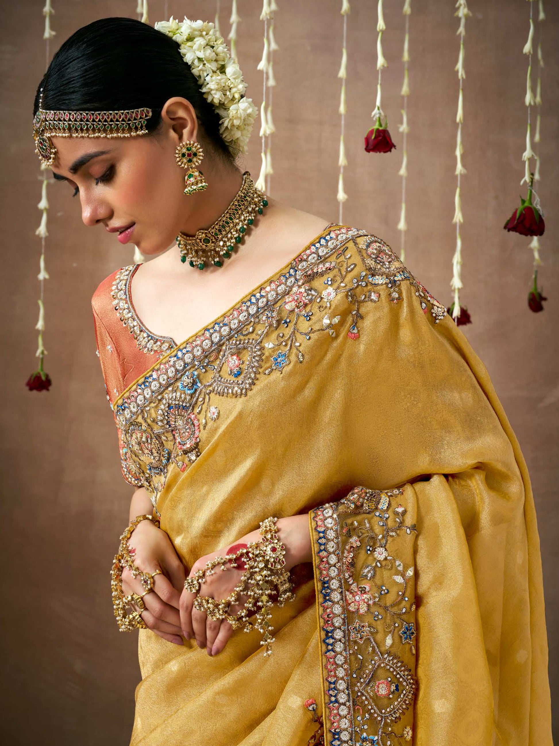 Glamorous Mustard Yellow Silk Haldi Wear Saree With Blouse