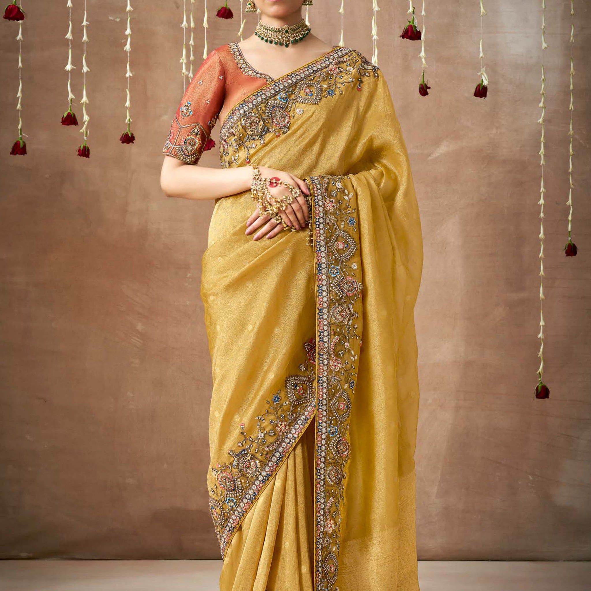 Glamorous Mustard Yellow Silk Haldi Wear Saree With Blouse