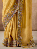 Glamorous Mustard Yellow Silk Haldi Wear Saree With Blouse